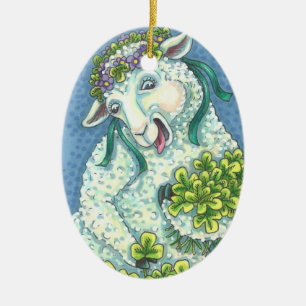 S. PATRICK'S IRISH EWE, SHEEP ORNAMENT Oval