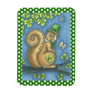 S. PATRICK'S IRISH LEPRECHAUN SQUIRREL MAGNET