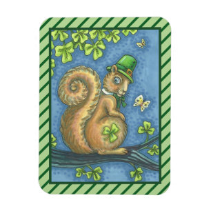 S. PATRICK'S IRISH LEPRECHAUN SQUIRREL MAGNET