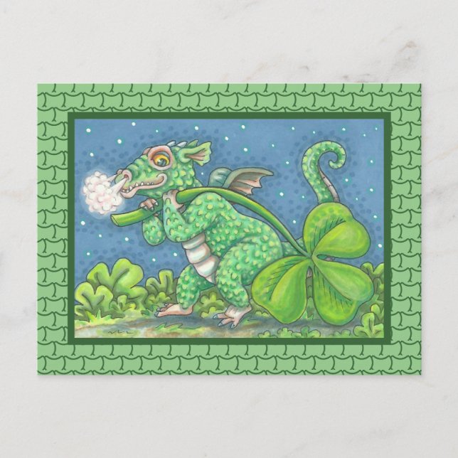 S. PATRICK'S LITTLE IRISH DRAGON FANTASY POSTCARD VYKORT (Framsida)