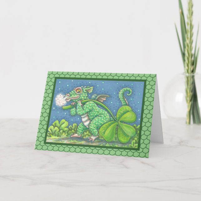 S. PATRICK'S LITTLE IRISH DRAGON GREETING Card Kort (Framsida)