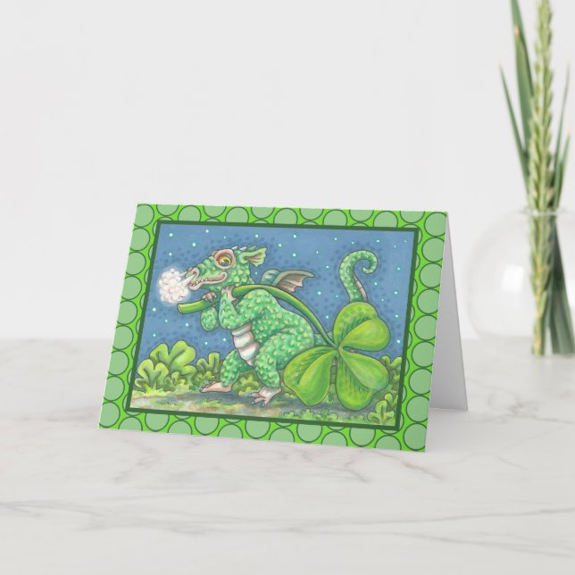 S. PATRICK'S LITTLE IRISH DRAGON GREETING Card Kort (Framsida)
