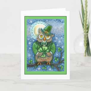 S. PATRIKES DAG UGGLA, 4 LÖV-KLÖVER-LEPRECHAUN HELGKORT
