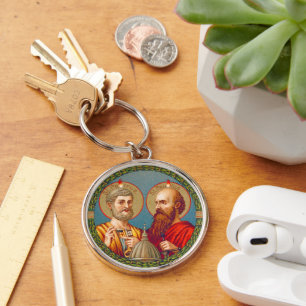 S. Peter och Paul, Apostles (JMAS 01) Rund Silverfärgad Nyckelring