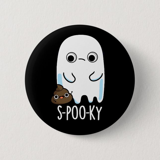 S-poo-ky Funny Ghost Poop Pun Mörk BG Knapp (Framsida)