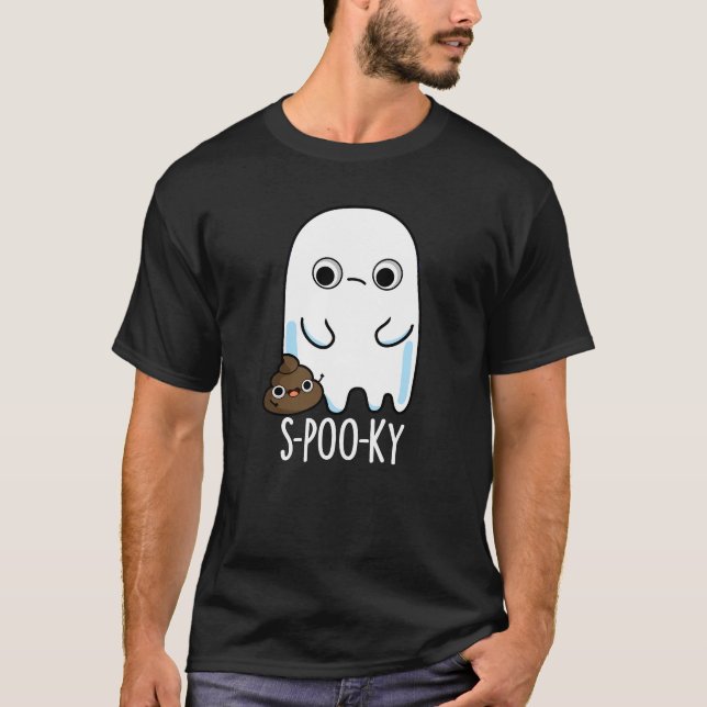 S-poo-ky Funny Ghost Poop Pun Mörk BG T Shirt (Framsida)
