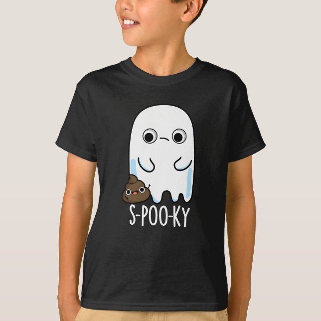 S-poo-ky Funny Ghost Poop Pun Mörk BG T Shirt (Framsida)