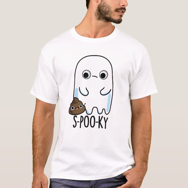 S-poo-ky Funny Ghost Poop Pun T Shirt (Framsida)