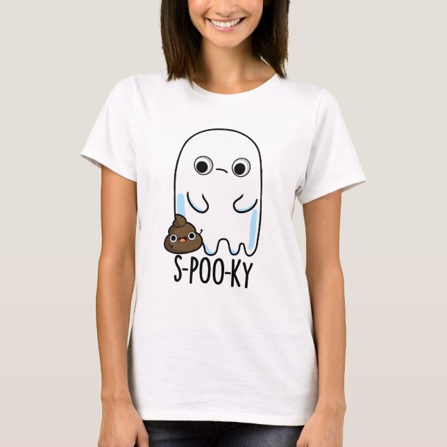 S-poo-ky Funny Ghost Poop Pun T Shirt (Framsida)