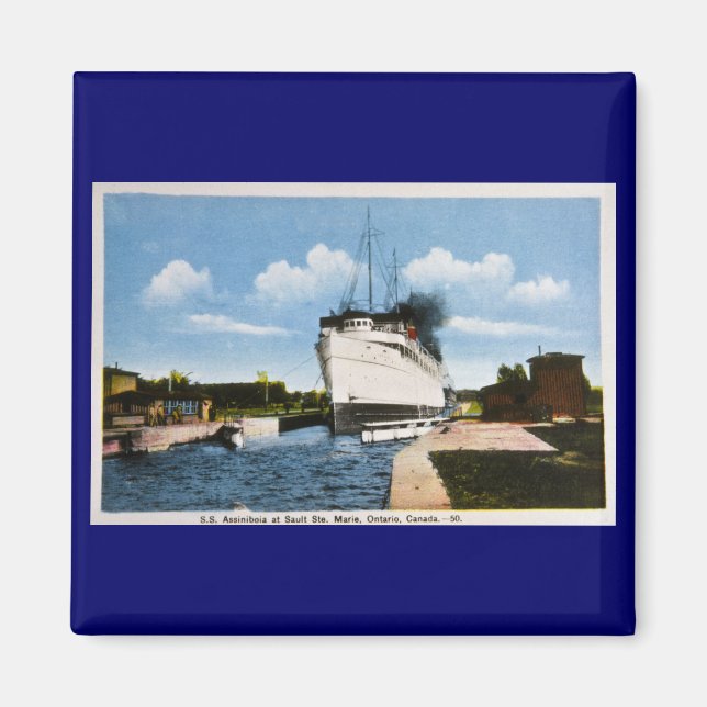 S.S. Assiniboia vid Sault Ste. Marie, Ontario, CA Magnet (Framsidan)