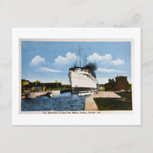 S.S. Assiniboia vid Sault Ste. Marie, Ontario, CA Vykort
