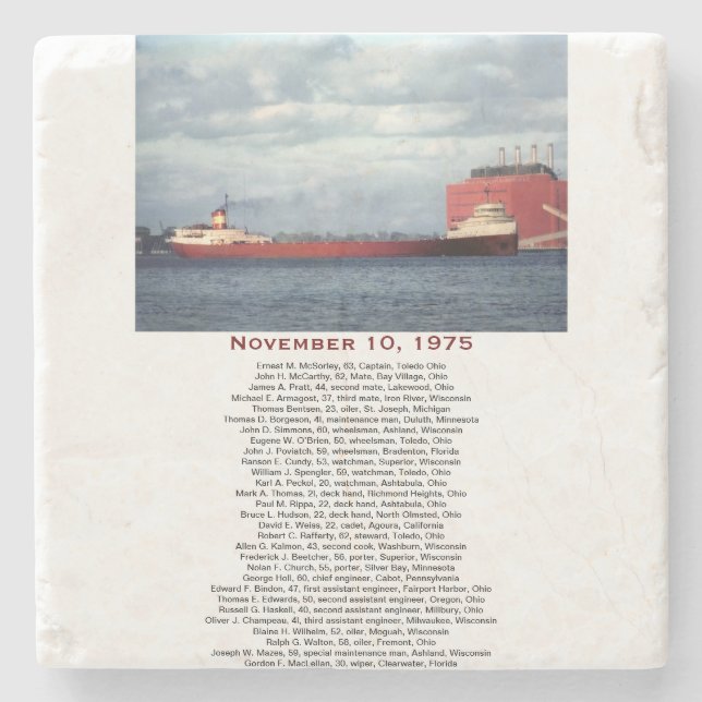 S.S. Edmund Fitzgerald Stone Coaster Stenunderlägg (Framsidan)
