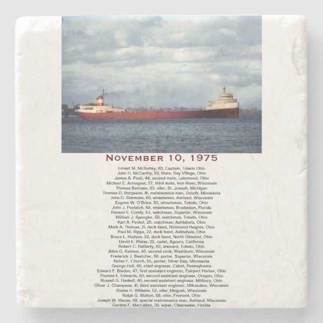 S.S. Edmund Fitzgerald Stone Coaster Stenunderlägg (Framsidan)