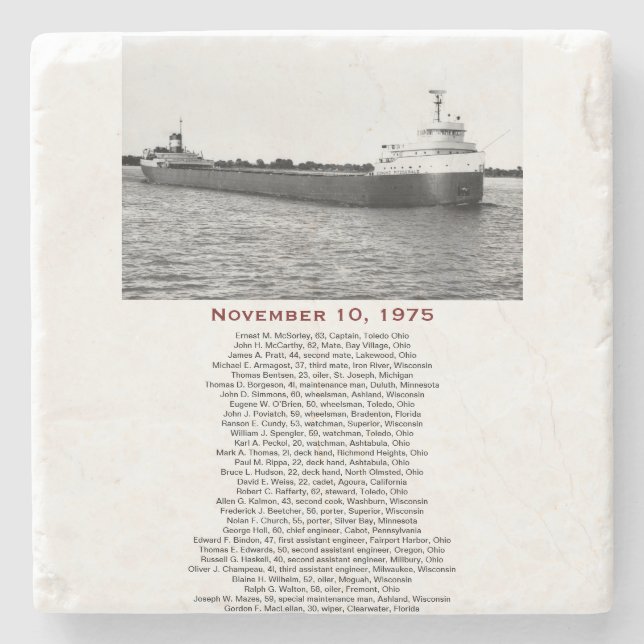 S.S. Edmund Fitzgerald Stone Coaster Stenunderlägg (Framsidan)