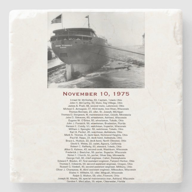 S.S. Edmund Fitzgerald Stone Coaster Stenunderlägg (Framsidan)