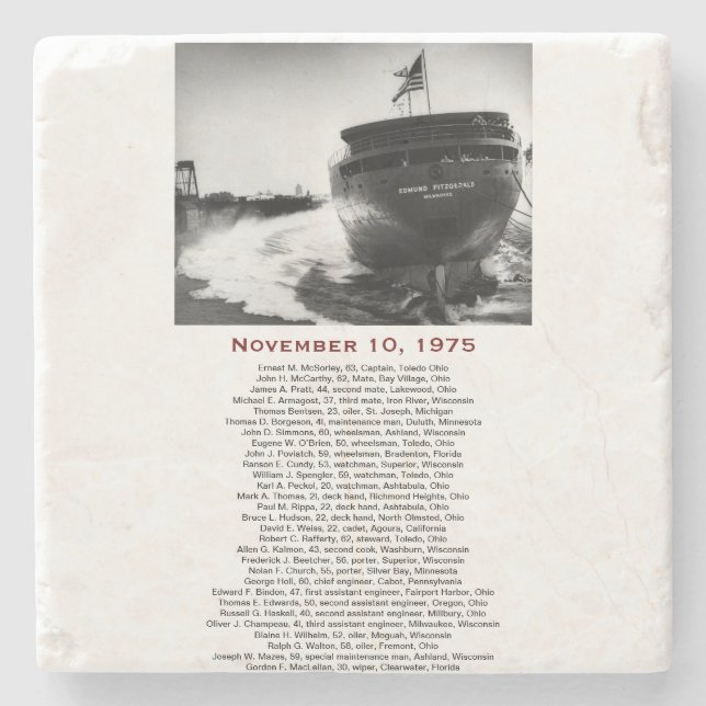 S.S. Edmund Fitzgerald Stone Coaster Stenunderlägg (Framsidan)