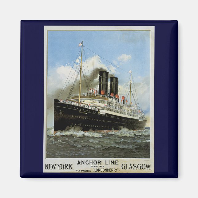 S.S. Kaledonien - New York till och från Glasgow Magnet (Framsidan)