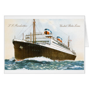 S.S. Manhattan United States linjer Hälsningskort