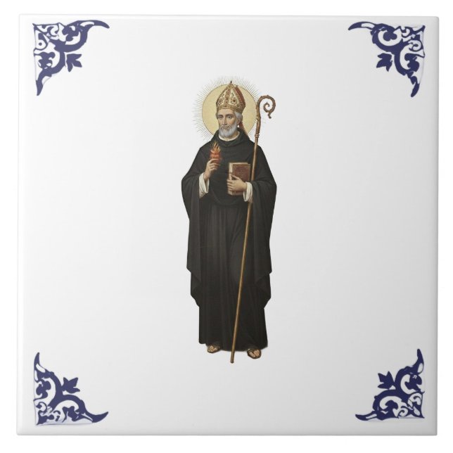 S Saint Augustinus Religiös Kristen Kakelplatta (Framsidan)