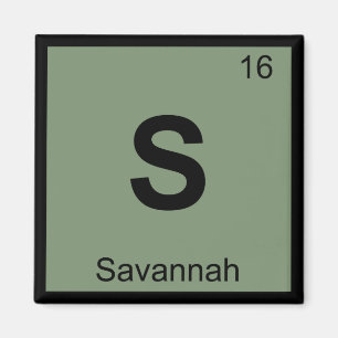 S - Savannah Georgia City Chemistry Periodic Bord Magnet