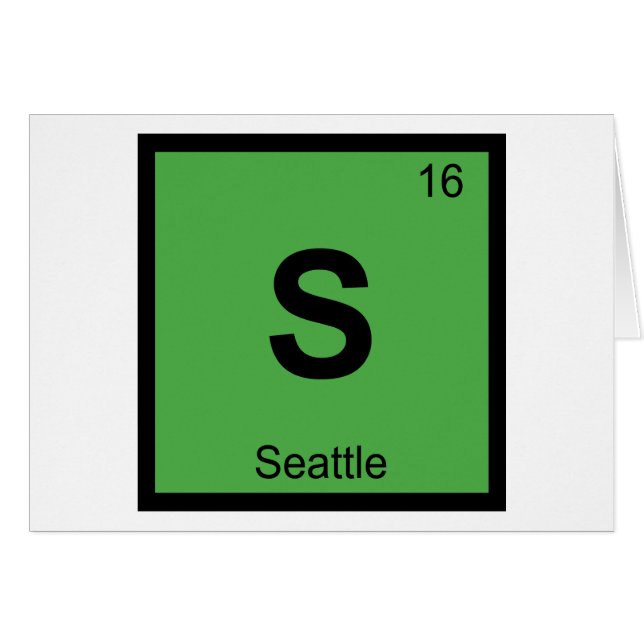 S - Seattle Washington Kemi Periodiska Systemet Hälsningskort (Framsidan Horizontal)