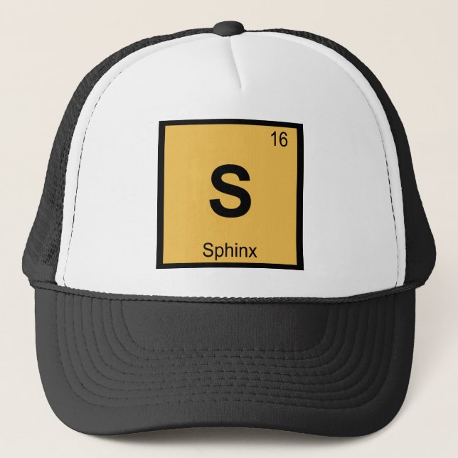 S - Sfinkx Grekisk kemi Periodiska systemet Symbol Truckerkeps (Framsida)