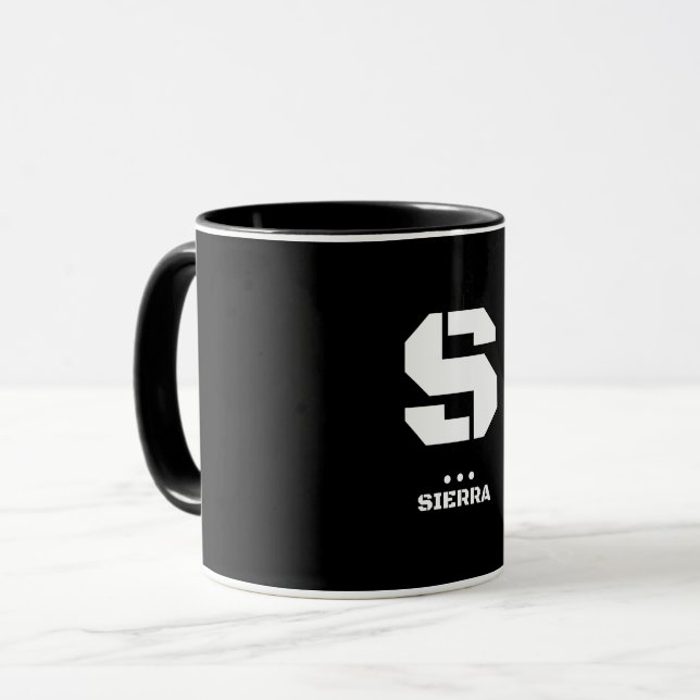 S(Sierra) Natos fonetiska alfabet & Morse Code Mugg (Framsida vänster)