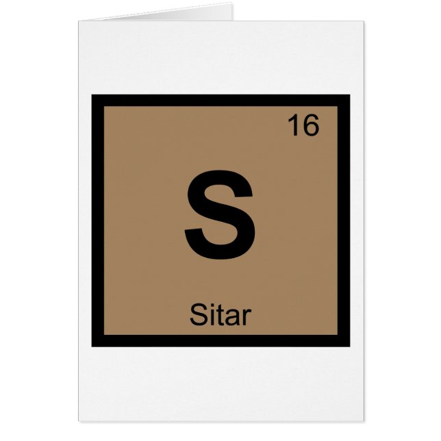 S - Sitar Musik Kemi Periodiska Systemets Symbol Hälsningskort (Framsidan)