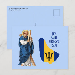 S:t Andreas med flagga-karta över Barbados Högtids Vykort