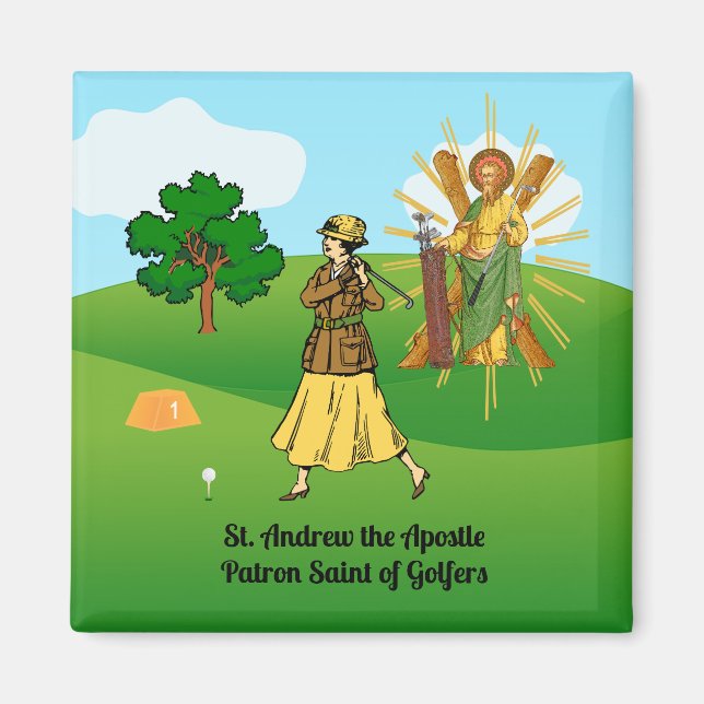 S:t Andreas och golfande societetsdam Magnet (Framsidan)