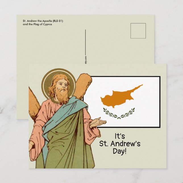 S:t Andreas (RLS 01) med Cyperns flagga Högtidsdag Vykort (Fram/baksida)