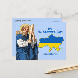 S:t Andrew med Flagga-Karta i Ukraina Feast Day Vykort