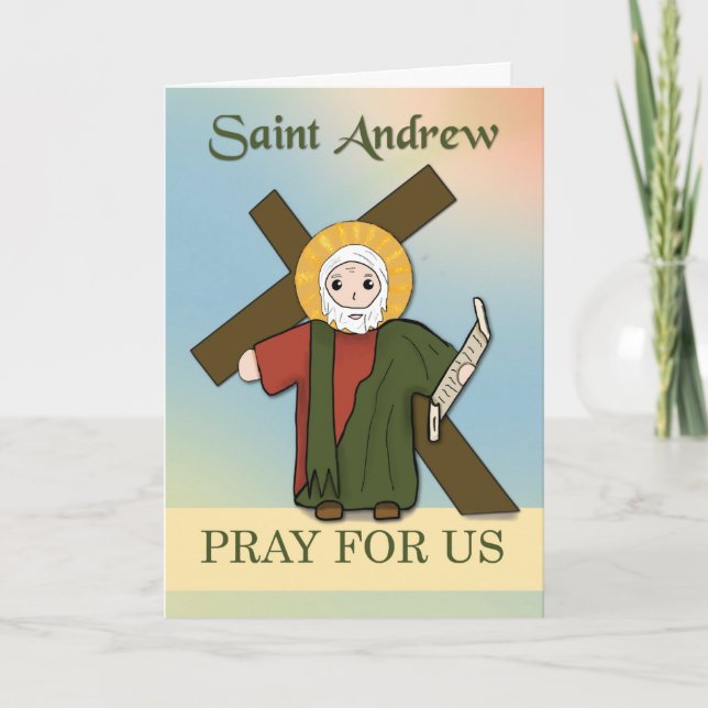 S:t Andrew Pray för oss Simple Catholic Saint Kort (Framsida)