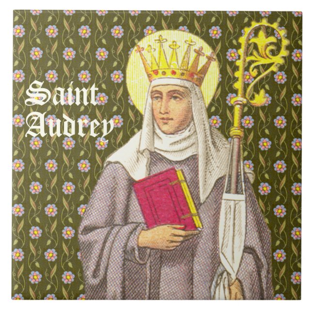 S:t Audrey (Etheldreda) (P 003) Kakelplatta (Framsidan)