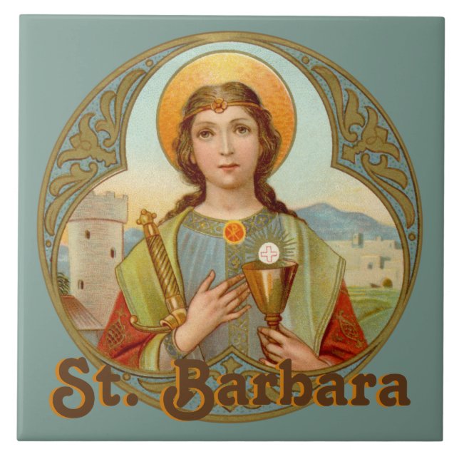 S:t Barbara (BK 001) Keramisk kakel 1 (Framsidan)
