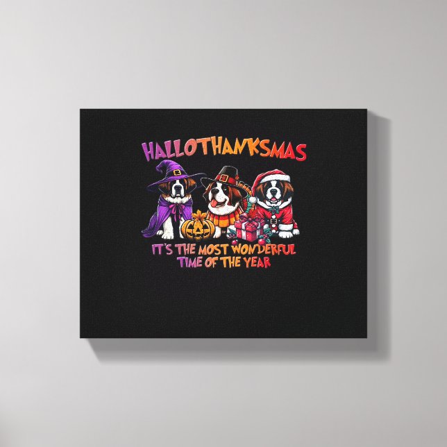 S:t Bernard Halloween-Thanksgivingens julklass Canvastryck (Framsida)
