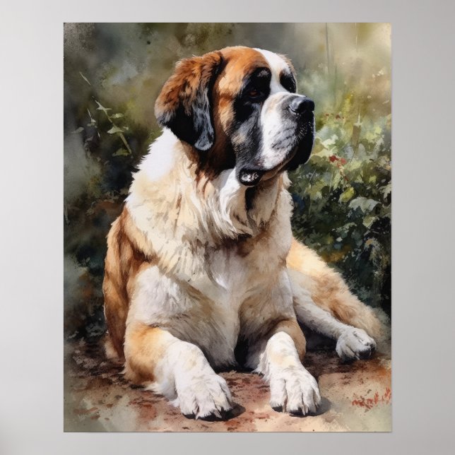 S:t Bernhard Hund Konsttryck Poster (Framsidan)