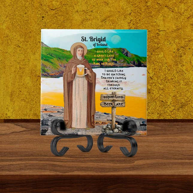 S:t Brigid av Irland och hennes öl-sjö Kakelplatta (Skapare uppladdad)