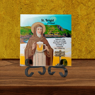 S:t Brigid av Irland och hennes öl-sjö Kakelplatta