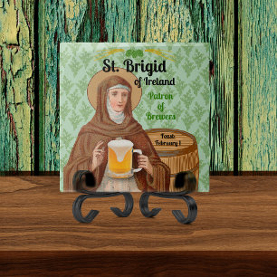 S:t Brigid av Irland och hennes ölburk Kakelplatta