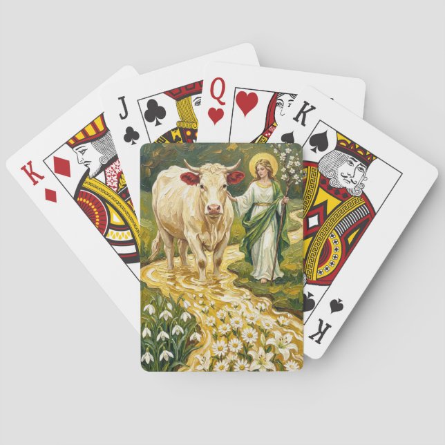 S:t Brigid & Den Vita Kon (Imbolc) Casinokort (Baksidan)