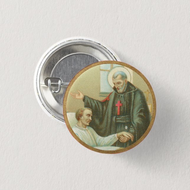 S:t Camillus tröstar en invalid (M 021) Knapp (Framsida & baksida)