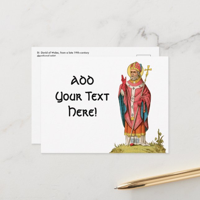 S:t David av Wales (P 001) vykort (Fram/Back In Situ)
