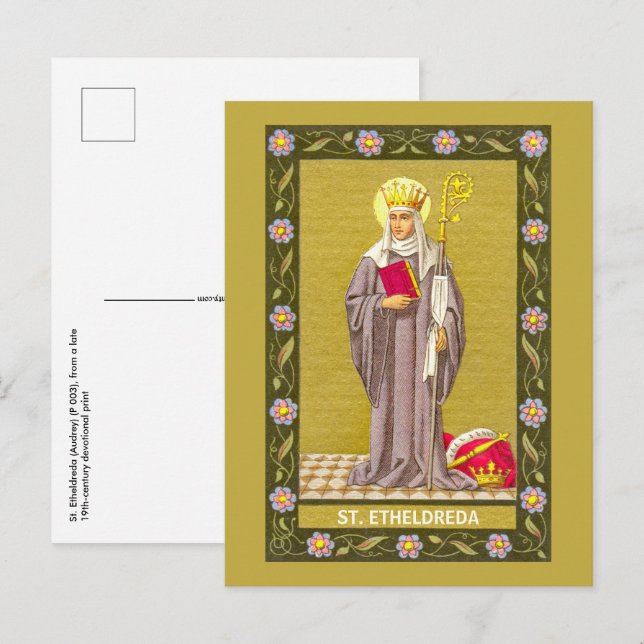 S:t Etheldreda (Audrey) (P 003) vykort (Fram/baksida)