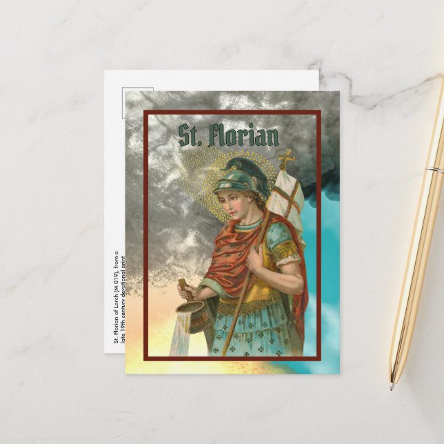 S:t Florian med hink (Rök; M 019) Vykort (Fram/Back In Situ)