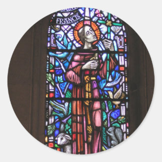 S:t Francis of Assisi nedfläckad glass Runt Klistermärke