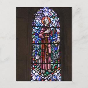 S:t Francis of Assisi nedfläckad glass Vykort