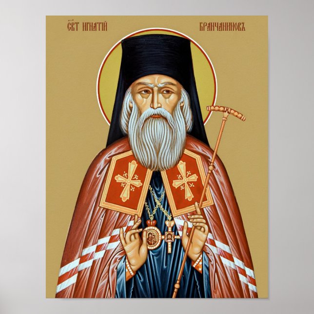 S:t Ignatius Brianchaninov Ortodoks ikontryck Poster (Framsidan)