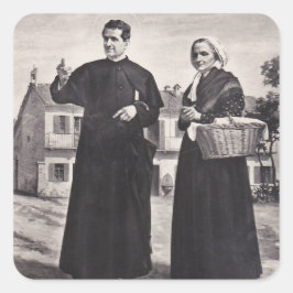 S:t Johannes Bosco med mor Fyrkantigt Klistermärke