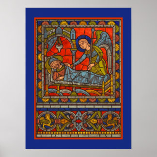 S:t Joseph's Dream Stached Glass Chartres Window Poster